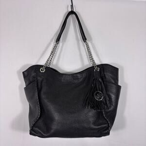 Michael Kors Whipped Chelsea Chic Black Leather Shoulder Bag Chain Straps Bin10